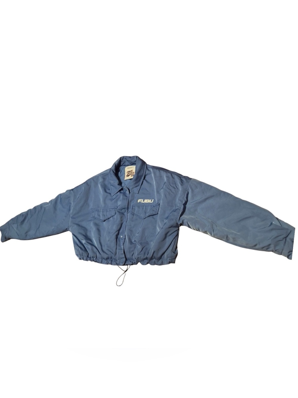 Forever 21 x FUBU 05 Blue Toggle Hem Cropped Jacket Women’s Small